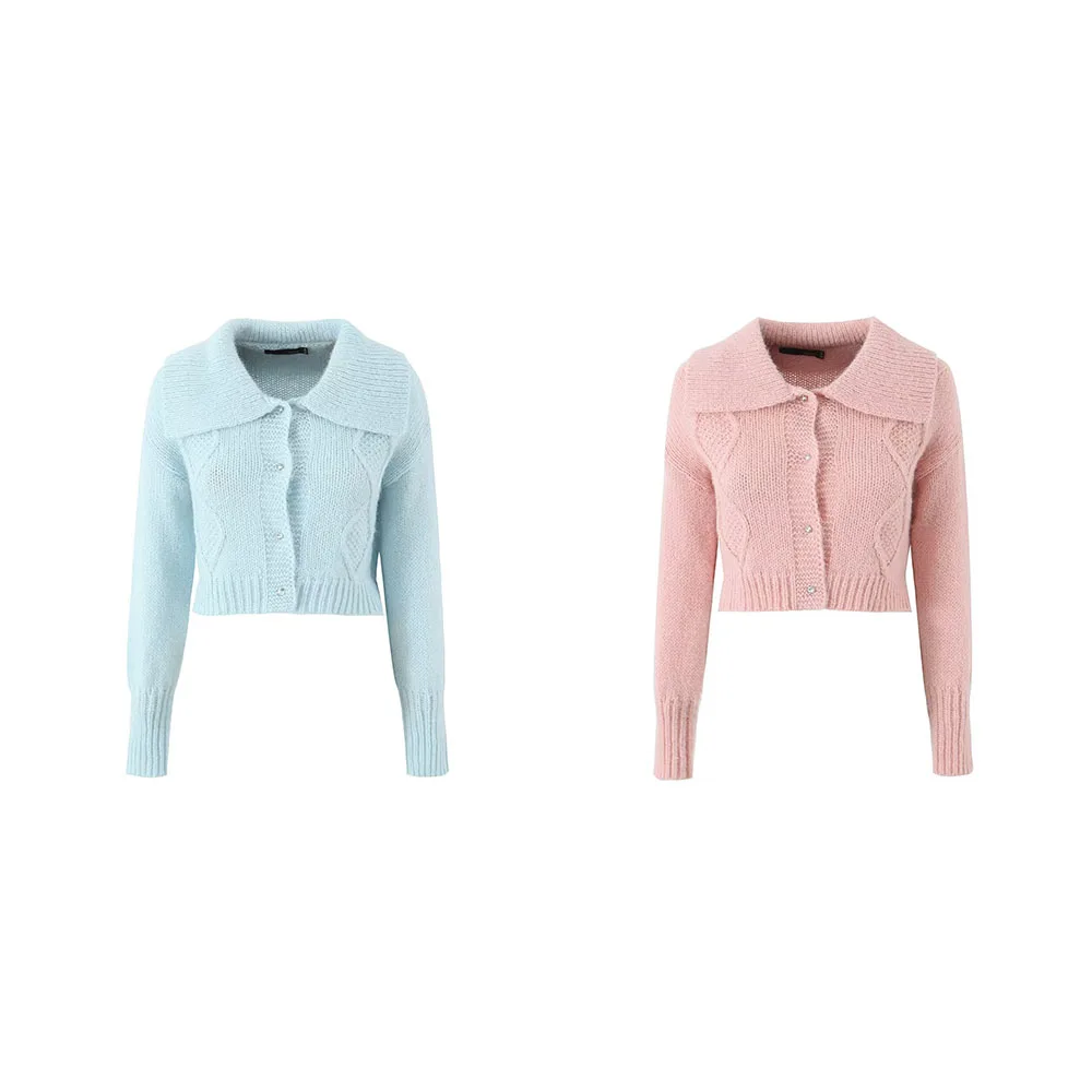 

Осенняя новая женская одежда, темпераментный универсальный повседневный повседневный свитер с лацканами