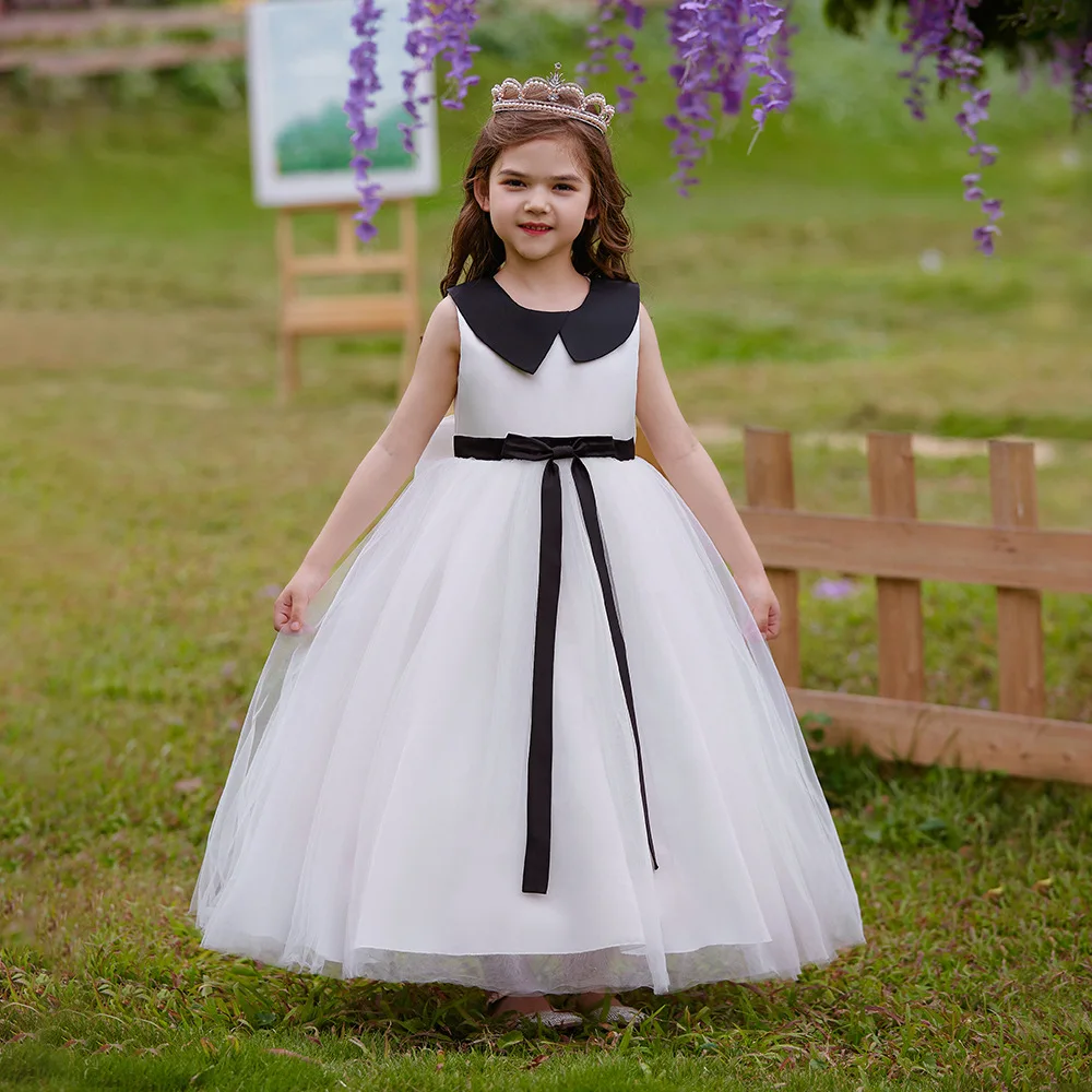 New Princess Long Dress Girls Fashion Show Performance High End Bow Dress Long Dress