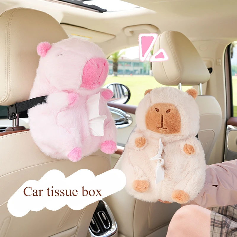 

Автомобильная подушка для шеи Капибара, плюшевая защита плеч, милая коробка для салфеток, кавайное украшение автомобиля, милый плюшевый подарок