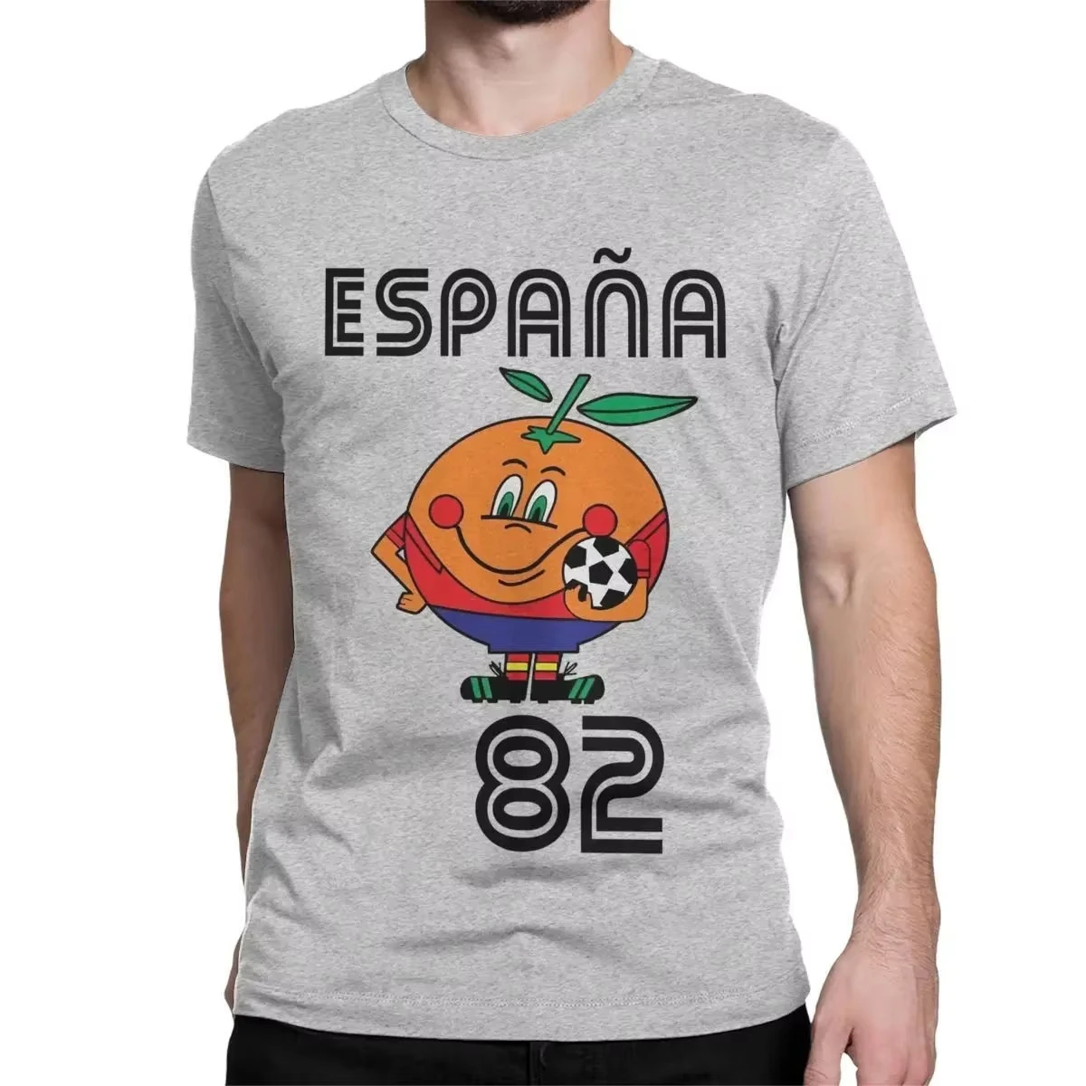 Naranjito T-shirt Men's High Quality Round Neck Spain 82 Spanish Mascot 1982 Football T-shirt Top parent-child outfits