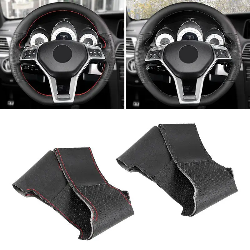 Soft Microfiber Leather Trim For Mercedes Benz A45 AMG W176 W204 C117 X218 W212 X156 R172 R231 Hand Sew Car Steering Wheel Cover
