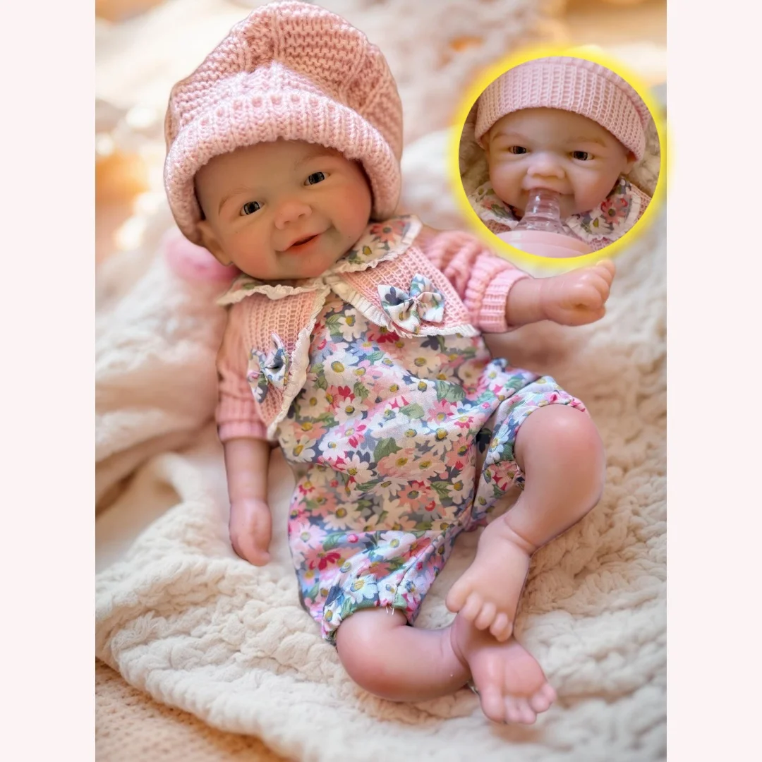Vivienne 13Inch Open Mouth Full Body Solid Silicone Bebe Reborn Girl With 2 Sets Cloth Soft Touch Lifelike Real Newborn Doll