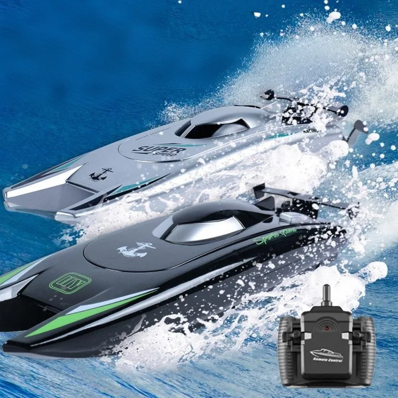 เรือแข่ง RC 2.4G 30 กม./ชม. มอเตอร์คู่ความเร็วสูง 2CH กันน้ํา - ของเล่นแบตเตอรี่ 20 นาทีสําหรับเด็กและผู้ใหญ่