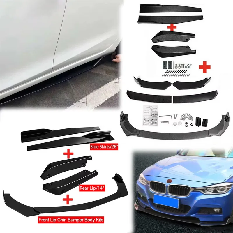 

Универсальный автомобильный передний бампер, сплиттер, спойлер для губ, диффузор, комплект кузова, крылышки, боковая юбка, удлинитель, протектор, черные автомобильные аксессуары