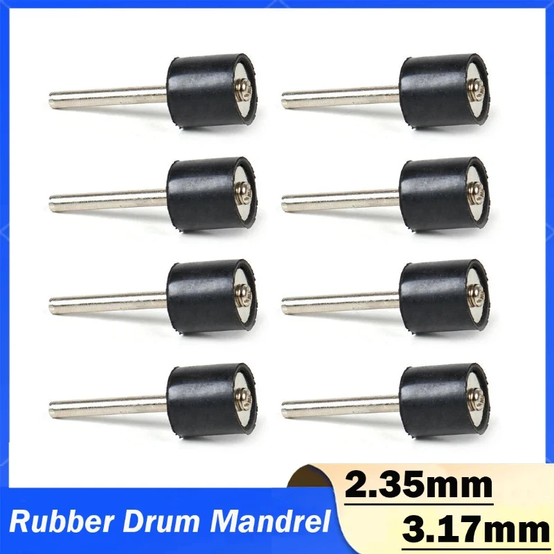 Rubber Mandrel 2.35mm & 3.17mm Grinder Drum Sanding Sandpaper Circle Kit Polishing Nails for Rubber Drum Mandrel Sleeve Holder
