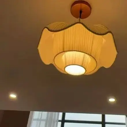 

Скандинавские французские кремовые тканевые светодиодные подвесные светильники для столовой, лофт-стиль, люстры E27, декор для дома, спальни, подвесные лампы, светильники