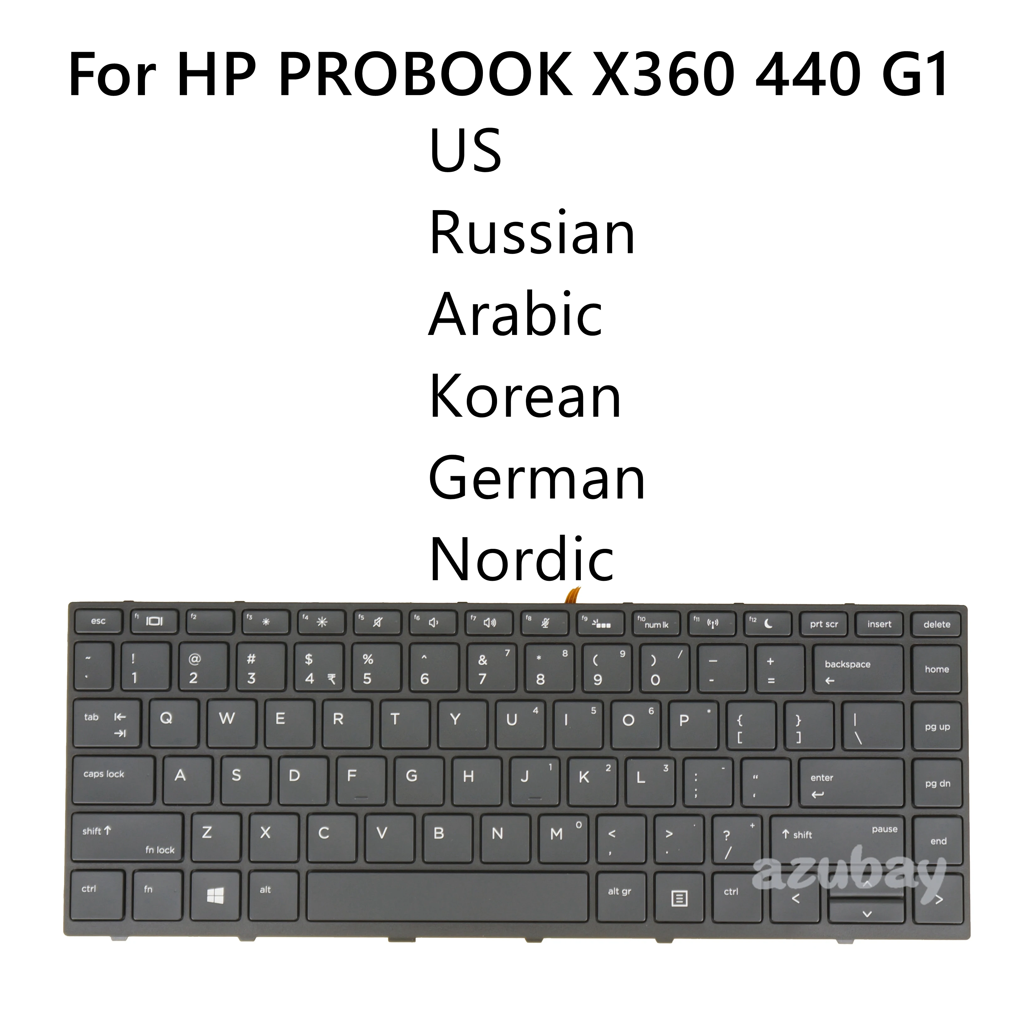 US Russian Arabic Korean Nordic Swedish Finnish Norwegian Danish German Spanish Keyboard for HP PROBOOK X360 440 G1 Backlit /No