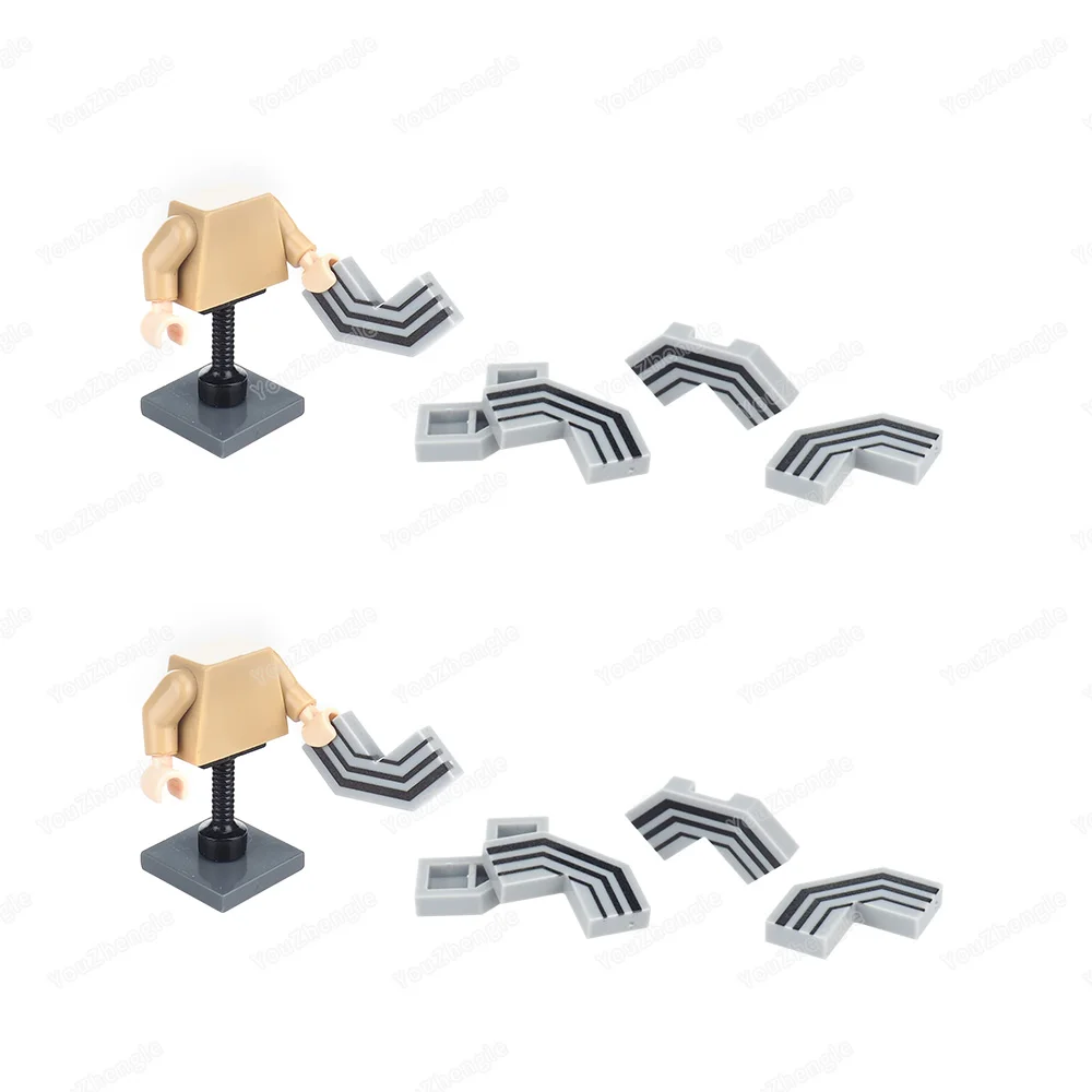 Blocs de construction à motif de ligne noire, coins biseautés, carreaux à facettes modifiés, figurines MOC imprimées, modèle de scène militaire, jouets cadeaux pour garçons, 27263