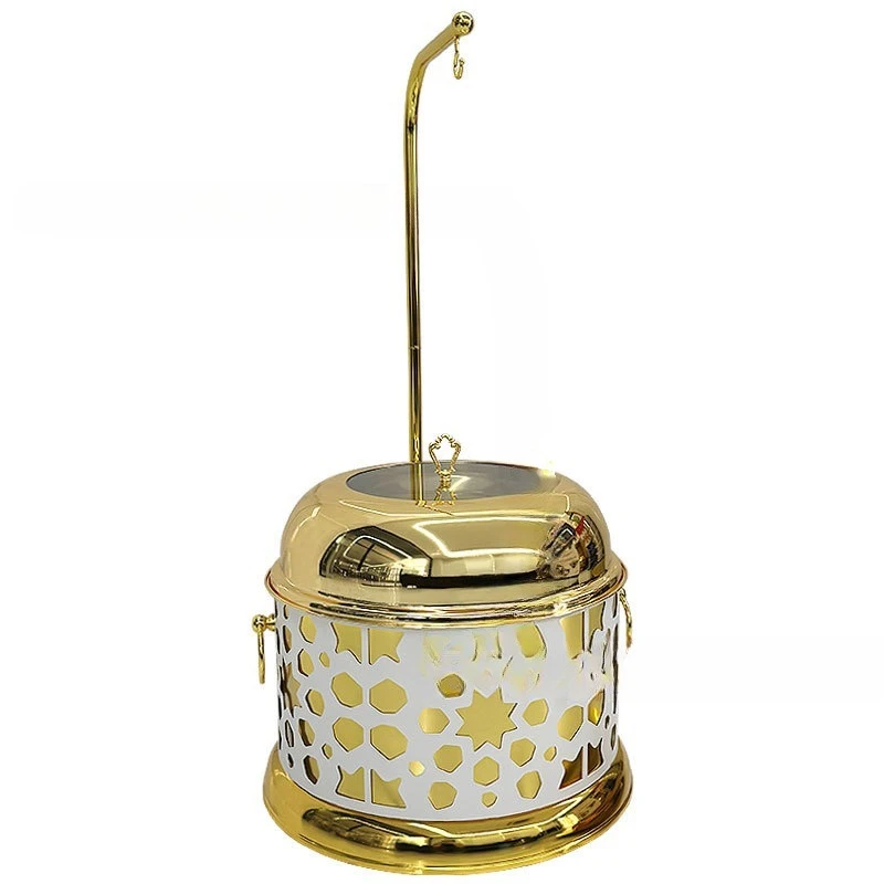 

Golden Round Hanging Cover Alcohol Stove Hotel Restaurant Star Pattern Stainless Steel Buffet Stove