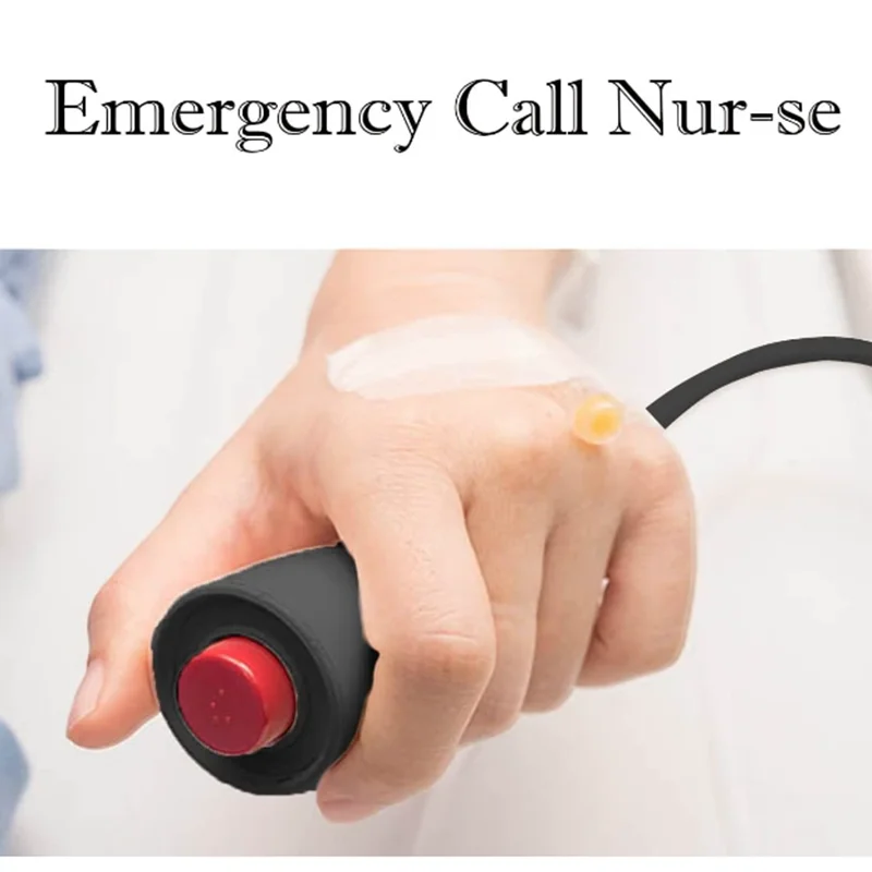 Nurse Call Cord, Red Button Momentary Call Cable for Nurse Station, 6.35mm Plug, 7 Feet, Black (1 PCS)
