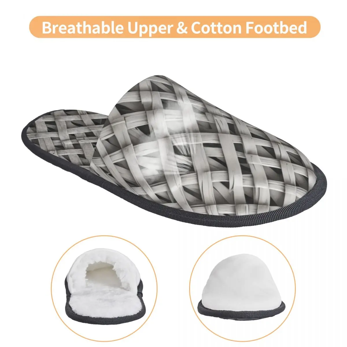 Custom White Wicker Weave Pattern Guest Slippers for Spa Women House Slipper