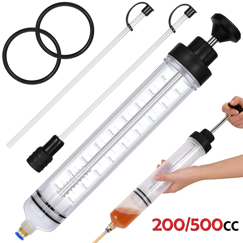 Seringue de vidange d'huile de voiture 200/500cc avec tuyau, pompe manuelle d'aspiration et de remplissage de carburant, extracteur de liquide pour VTT et bateau