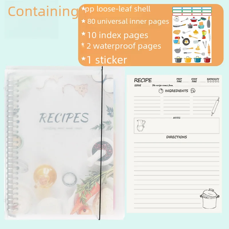 Folleto de recetas familiares Diy, diario de cocina, cuaderno para planificación de comidas, grabación, venta al por mayor