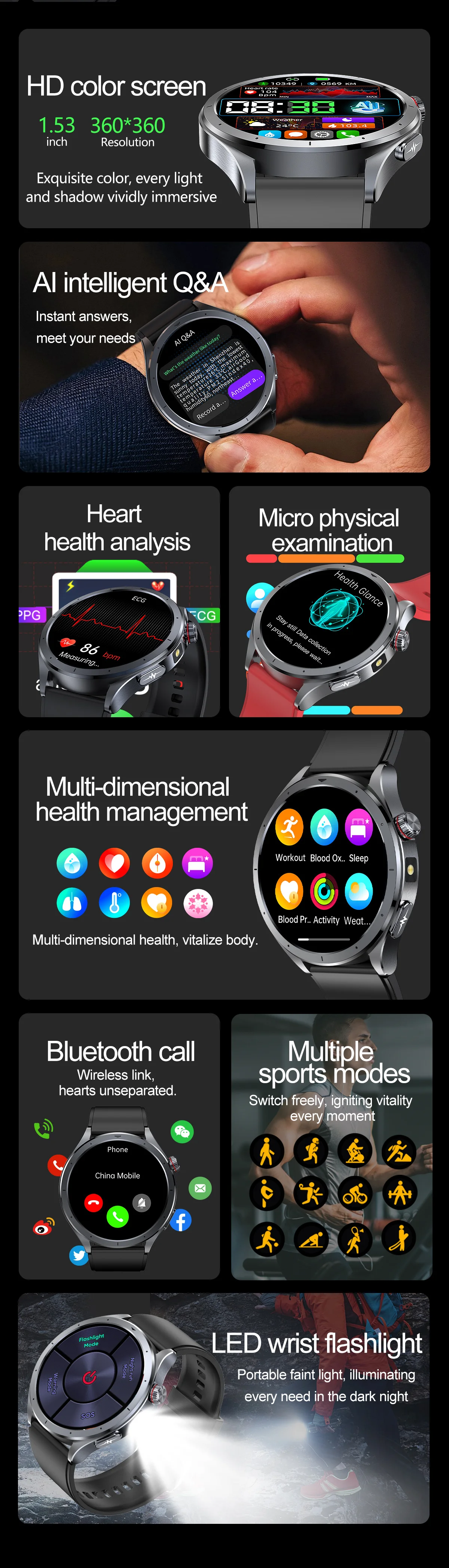 2026 Neue Körperfettanalyse Gesundheits-Smartwatch EKG+PPG Harnsäure Blutdruck Blutsauerstoff Uhr Anruf-Smartwatch für Männer Frauen – Detail 2
