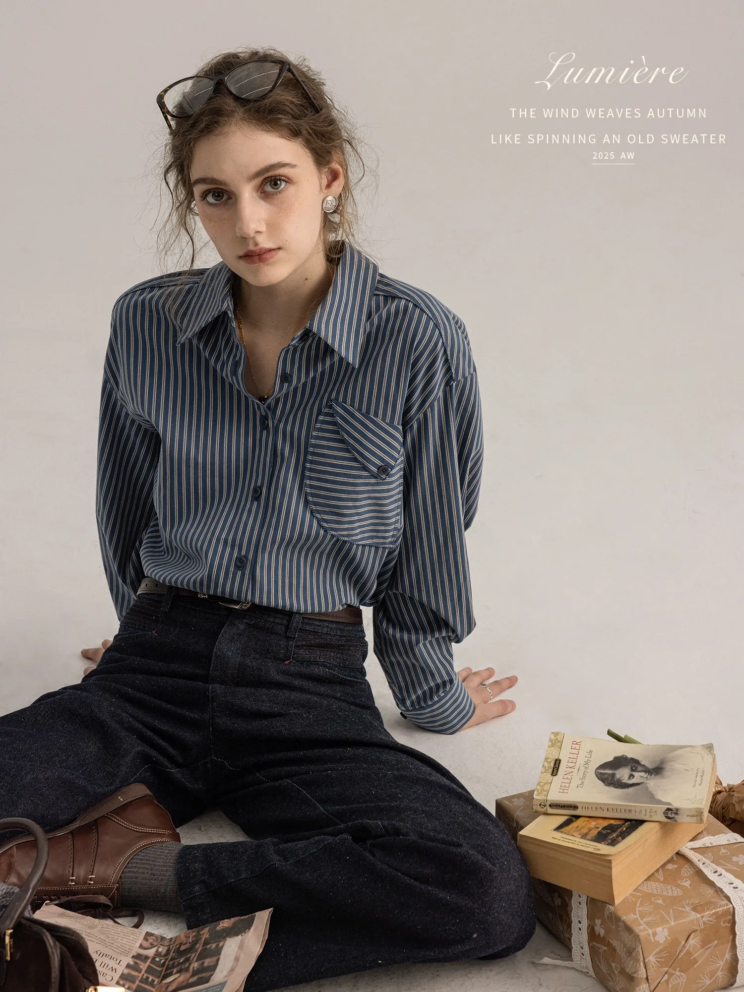 

Dailyart Striped Daydr Simple Hierarchy Commute Daily Pure Cotton irt ket Striped Arc irt Women's Faion Spring Au...