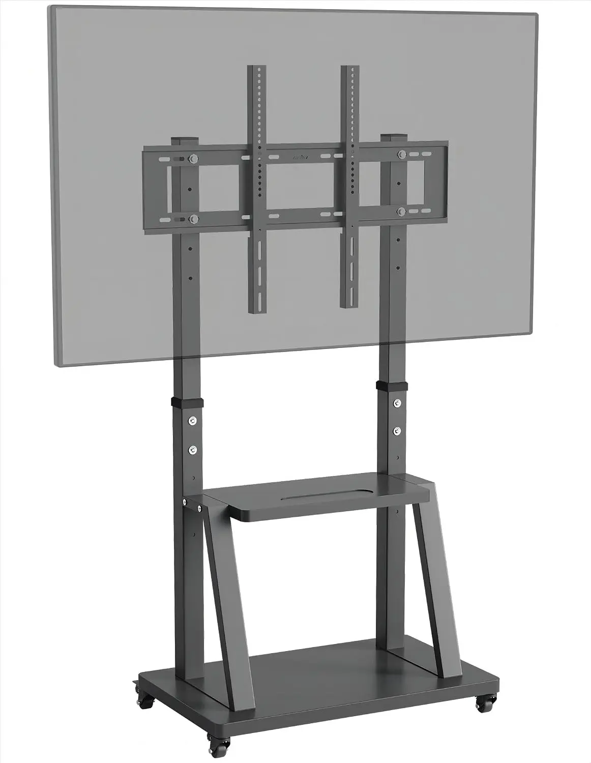 Height Adjustable Mobile TV Stand with Lockable Casters & 2-Tier Shelves for 32-100 Inch Screen, VESA 800x600, 176lbs, Customize