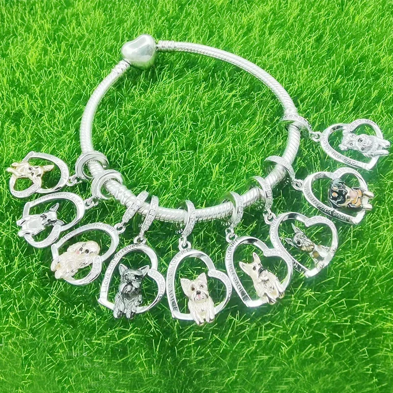 FC Jewelry Fit Original Charm Bracelet 925 Silver I Love You Forever Schnauzer Dog Bead For Making Women Memorial Berloque 2023