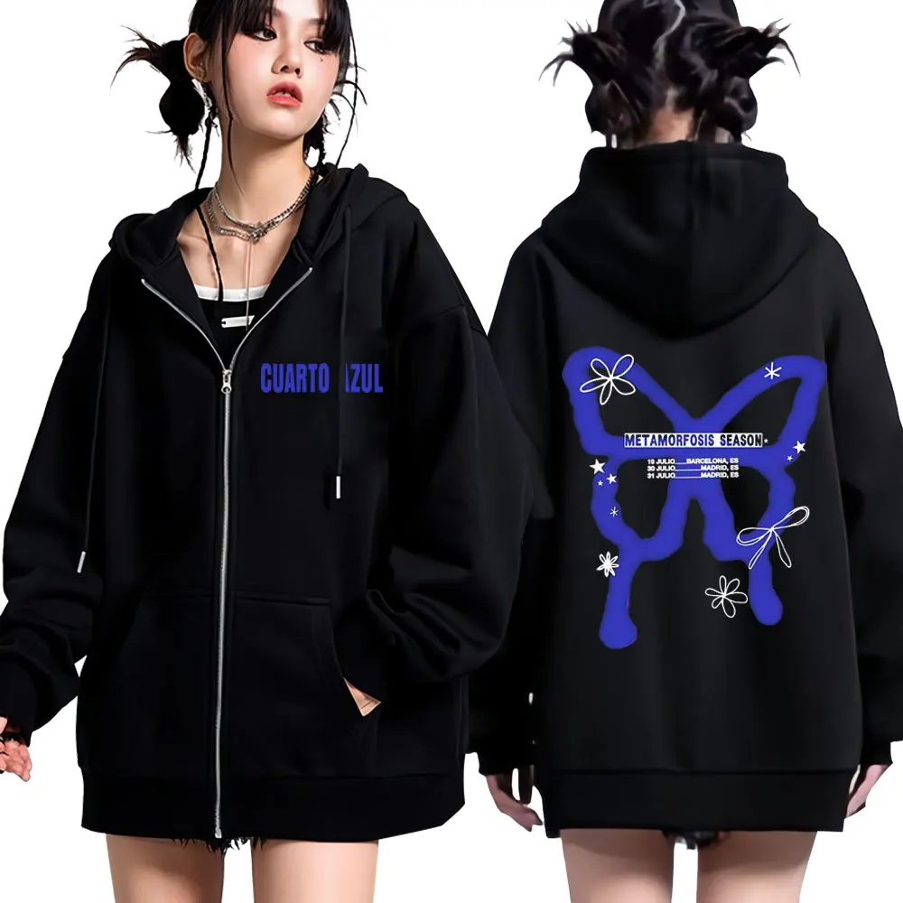 Sudadera con capucha con estampado de mariposa Aitana para hombre y mujer, sudadera con cremallera de Hip-hop Harajuku, chaquetas informales holgadas de alta calidad para invierno