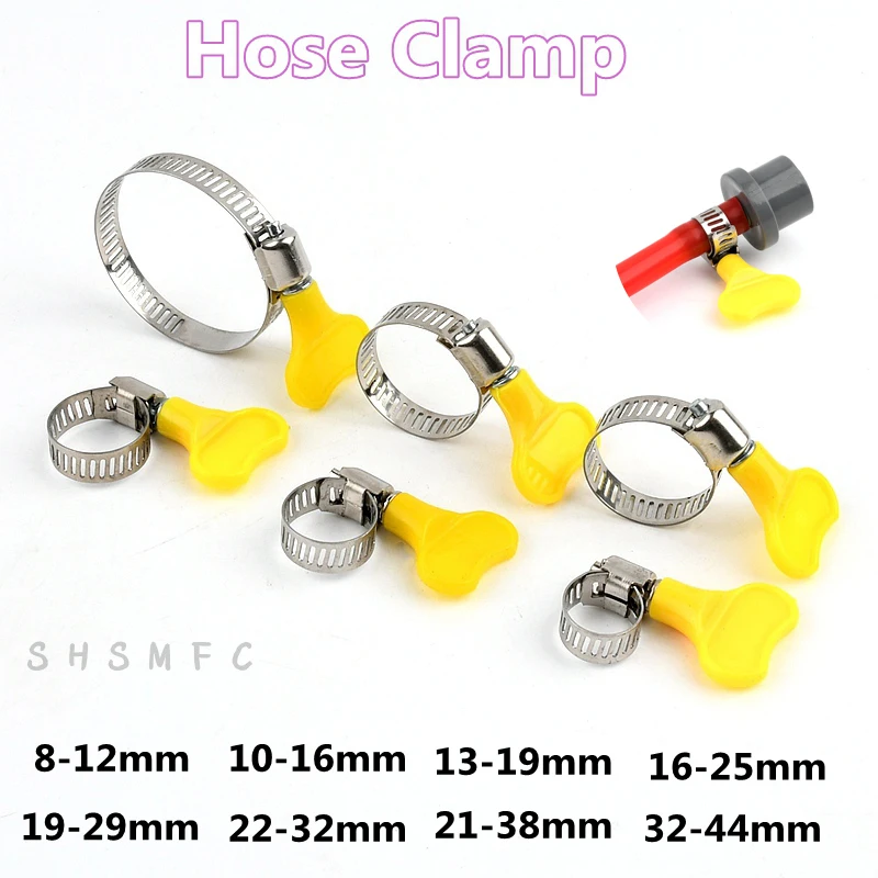 5-80PCS Stainless Steel 301 Worm Drive Hose Clamp - Fuel Pipe Tube Clips water Pipe Clamp Plastic Handle Type Clamp Fasterner