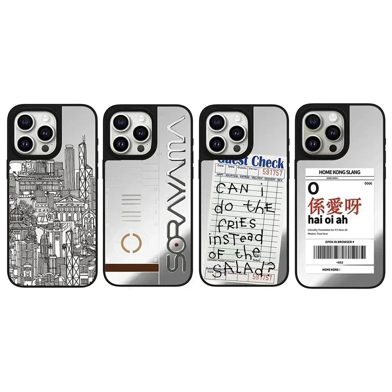 Cidade iPhone 11 12 13 14 15 16 Pro Max Superfície espelhada MagSafe Caso Capa Shell