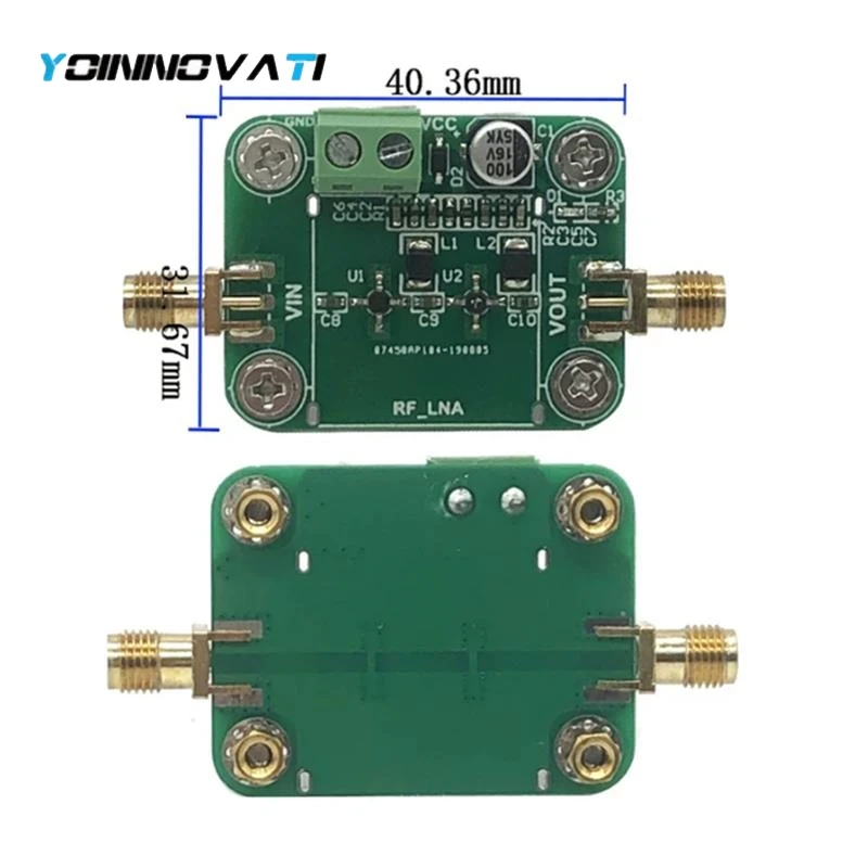YT 1PCS 46dB Gain Low Noise RF LNA Amplifier Board, 80kHz to 2GHz, uV Tiny Signal Amplification Module, 5V RF Signal Amplifier