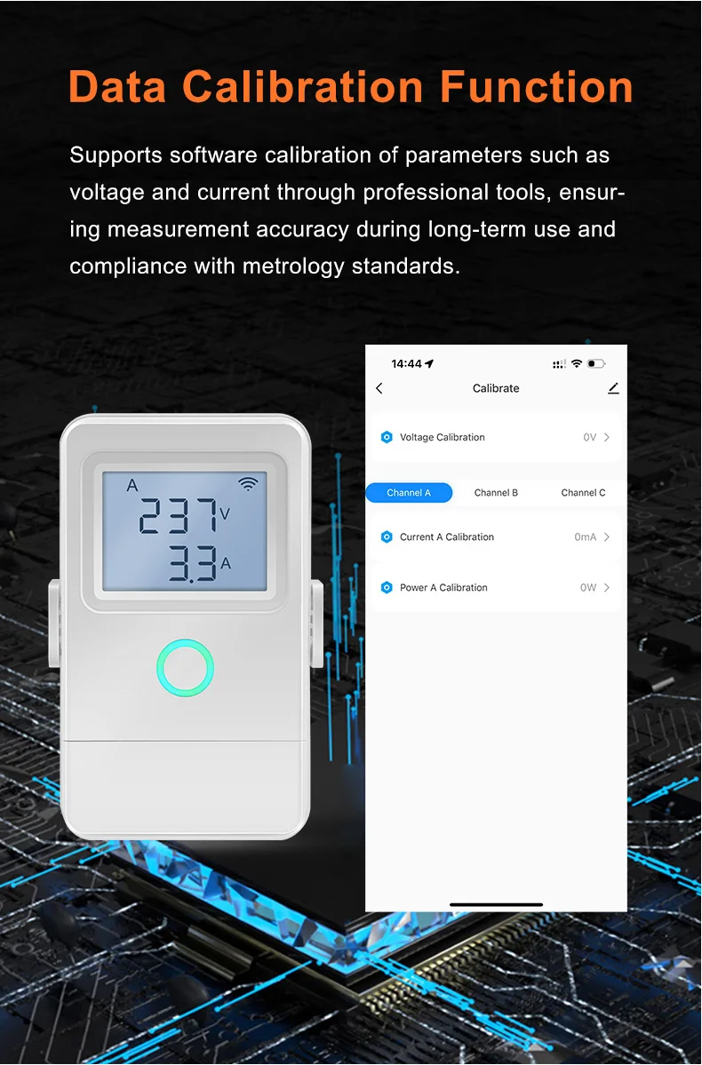 Tuya WiFi Smart Stromzähler 3 Stromwandler 1-Wege 16A Schalter LCD-Display Überhitzungsalarm Flammhemmendes Material – Detail 10