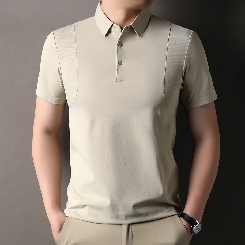 High-Quality Men's Quick-Drying Fabric with Breathable Mesh Collar and Stitched Short-Sleeved T-Shirt