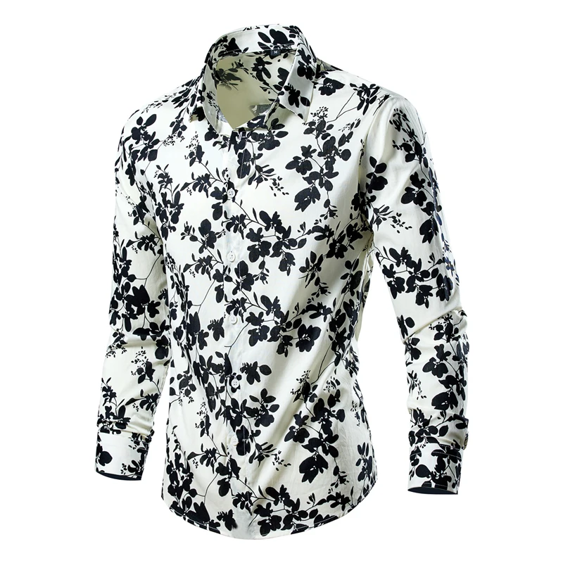 High quality 100% cotton Hawaiian Shirt Beach Sun Casual Slim Fashion men\'s shirt Fashion Long sleeve shirt Floral shirt