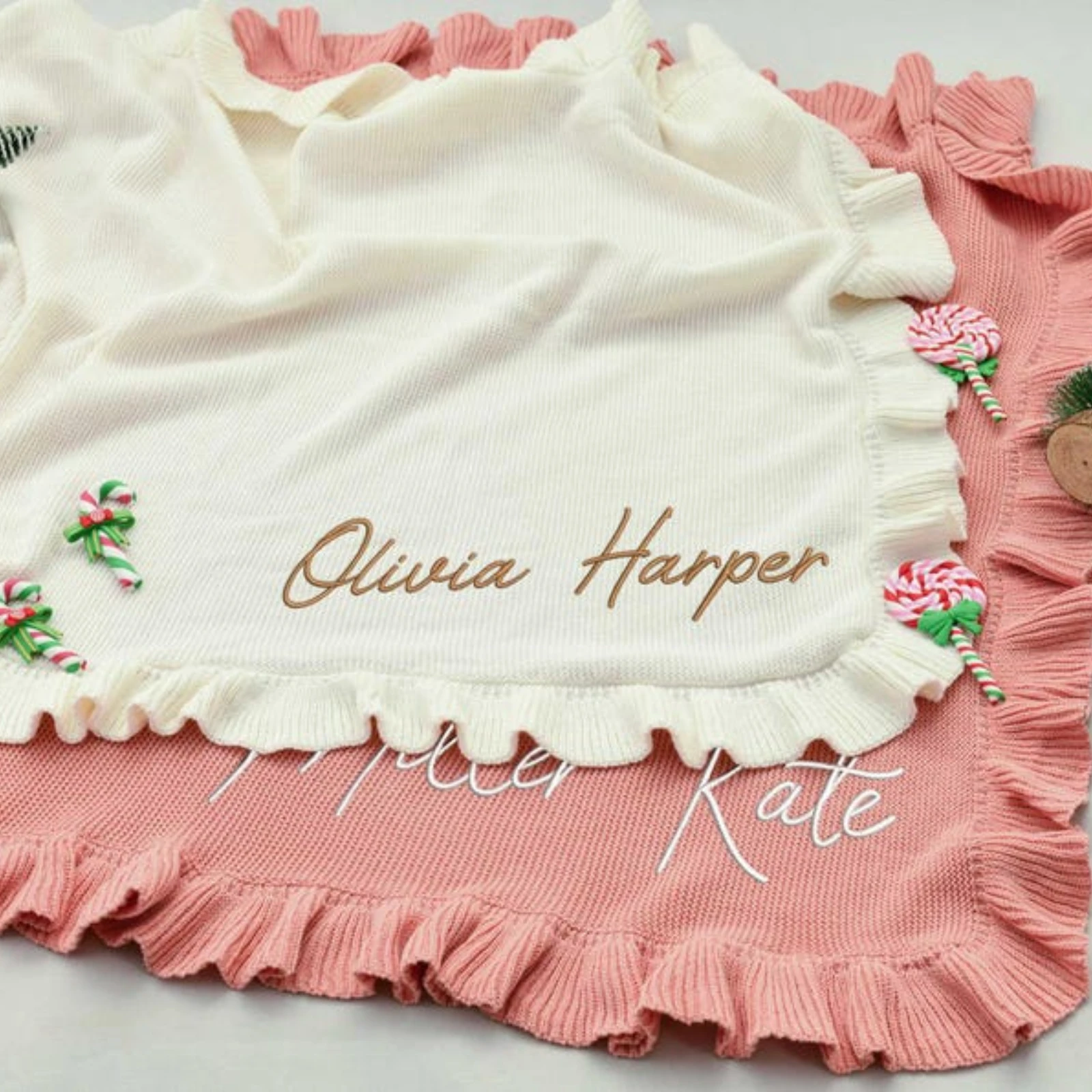 Personalized Name Blanket,Embroidered Baby Blanket,Newborn Baby Gift,Soft Breathable Cotton Knit