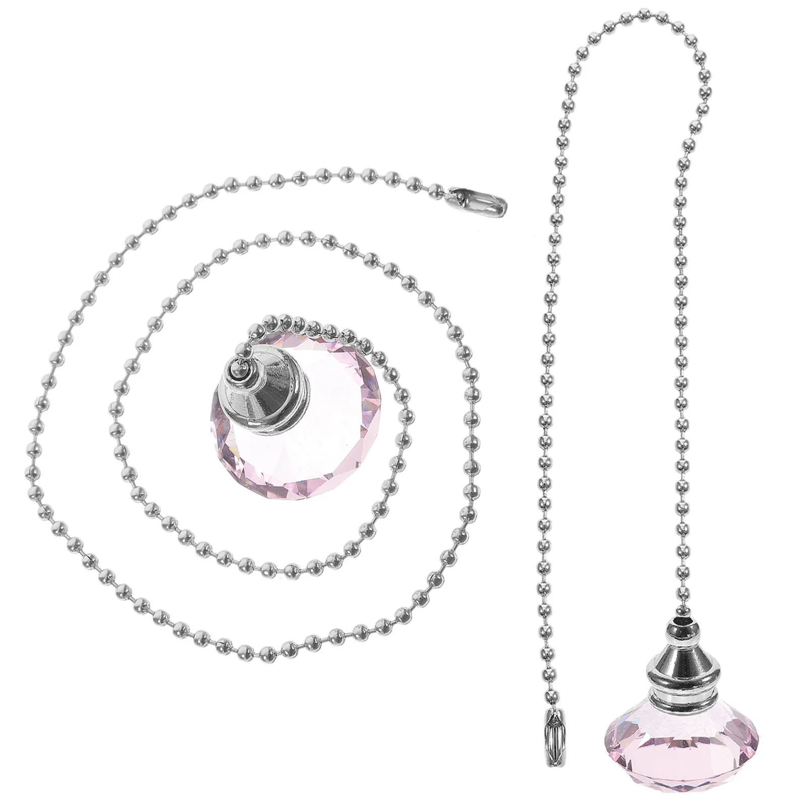 

2pcs Ceiling Fan Pull Chain Extender Rhinestone Beaded Light Fixture Pull Chain For Fan Lamp Pendant Curtain Roman Blinds