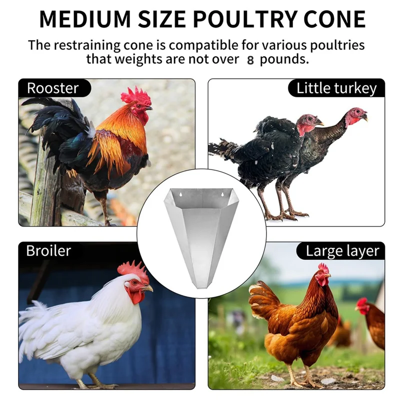 

AD-Chicken Restraining Cone For Poultry,Suitable For Layers,Broilers,Roasters,And Turkeys - Flat-Back Design, Easy To Clean