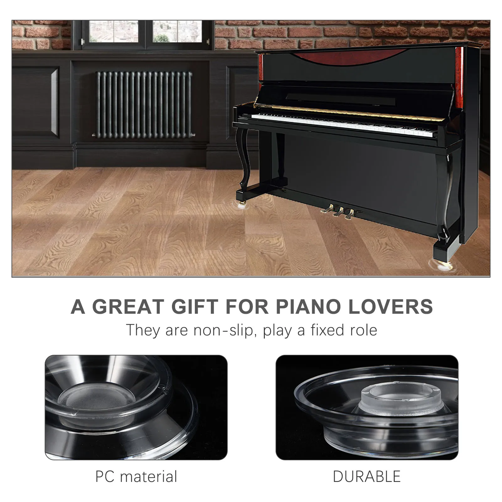 

8 Pcs Foot Pads Anti Skid Piano Mats Transparent Vertical Durable Anti skid Floor Protectors Protection Mats