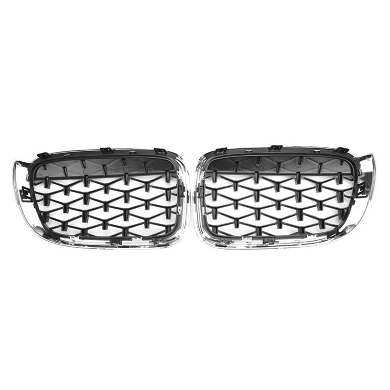 2PCS Set Front Kidney Grilles Diamond Meteor Style Chrome Fits For BMW X3 X4 F25 F26 14-18 Car Supplies