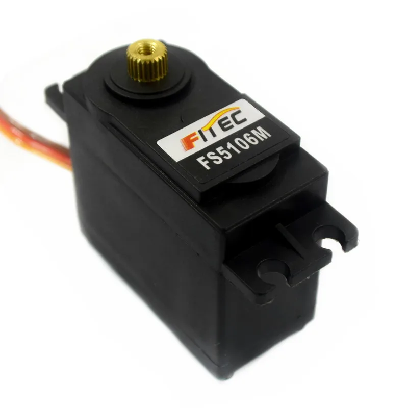 Fitec FS5106M Servomotor de engrenagem de metal padrão 7,5 kg para hobby RC para robôs carros drones GPS certificado por RoHS
