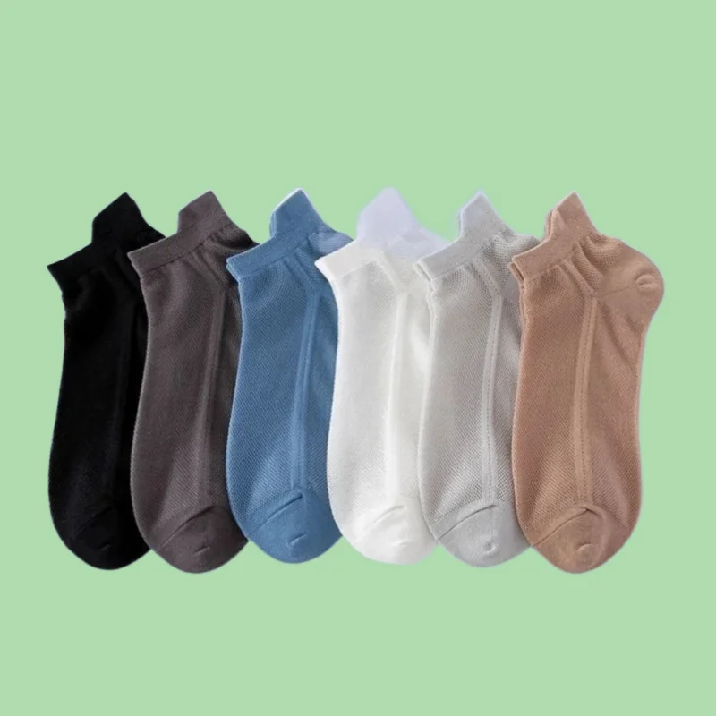 

6/12 Pairs New Summer Mesh Bottom Deodorant Sweat-Absorbent Sports Breathable Cotton Shallow Mouth Boat Socks Men's Casual Socks