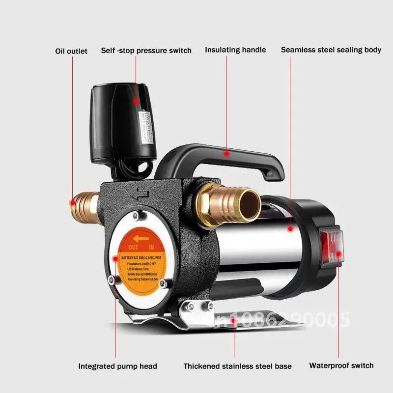 12V/24V/220V Fuel Transfer Pump for Diesel Kerosene 990W Self-Priming Pump Automatically Stop Electric oil pump fuel dispenser