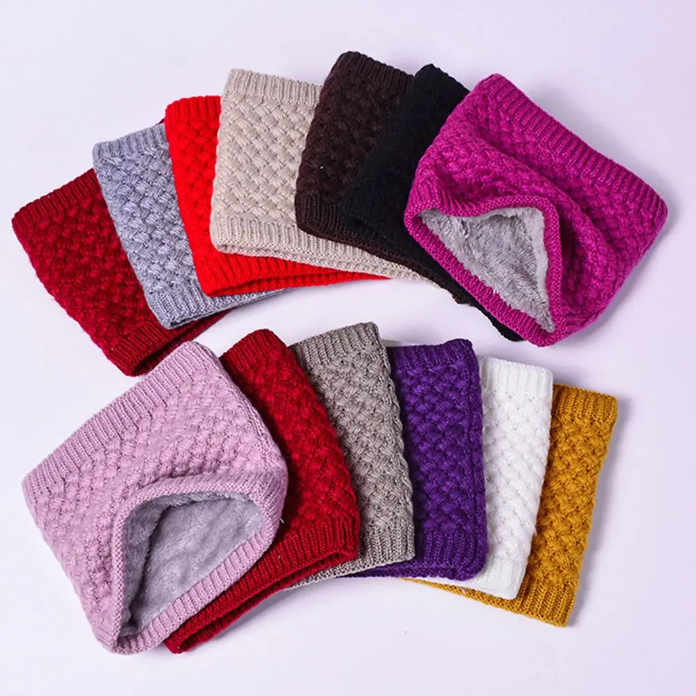 

Snood Neck Warmer Neck Scarves Winter Women Men Thick Fleece Inside Wool Collar Ring Scarf Elastic Knit Scarves Snood