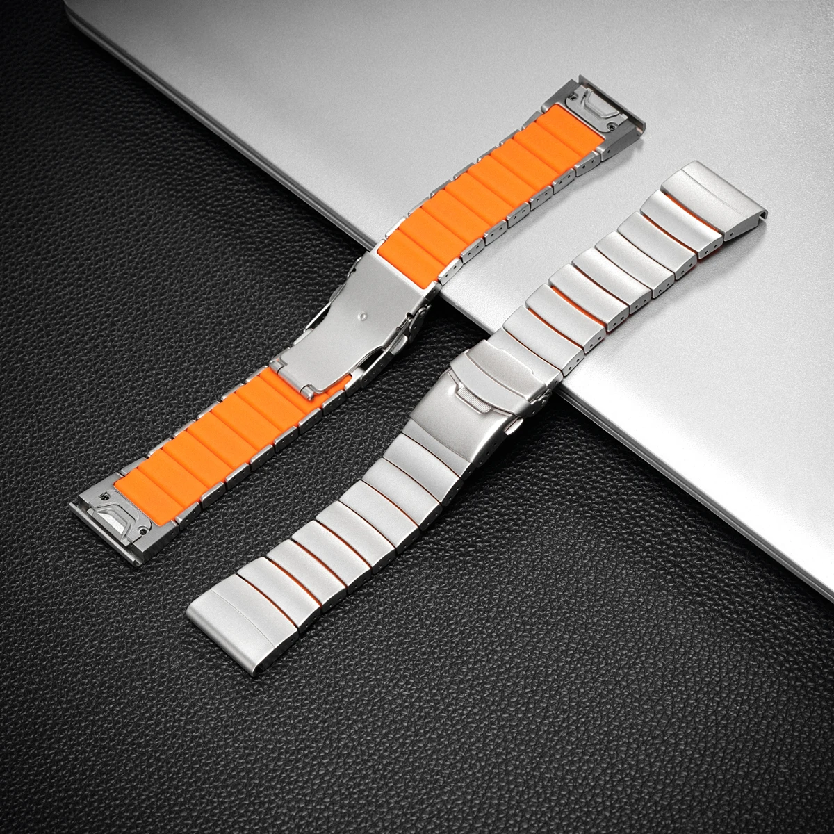 22/26mm Titanium Alloy+silicone Band for Garmin Watch Fenix 8 7 6X 7X Pro Tactix 7 Strap for Forerunner 265/255/970/965 Bracelet