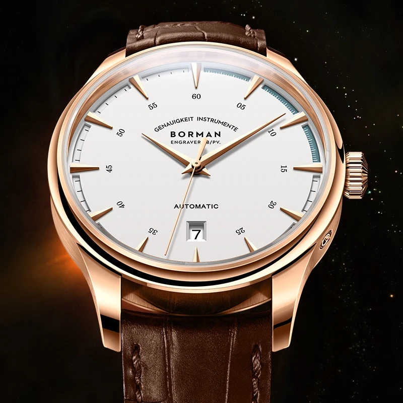 BORMAN Simple Classic 40mm Ultra-Thin Mechanical Wrist Men Watch Self-winding Date 50m Waterproof Automatic Watches 2025