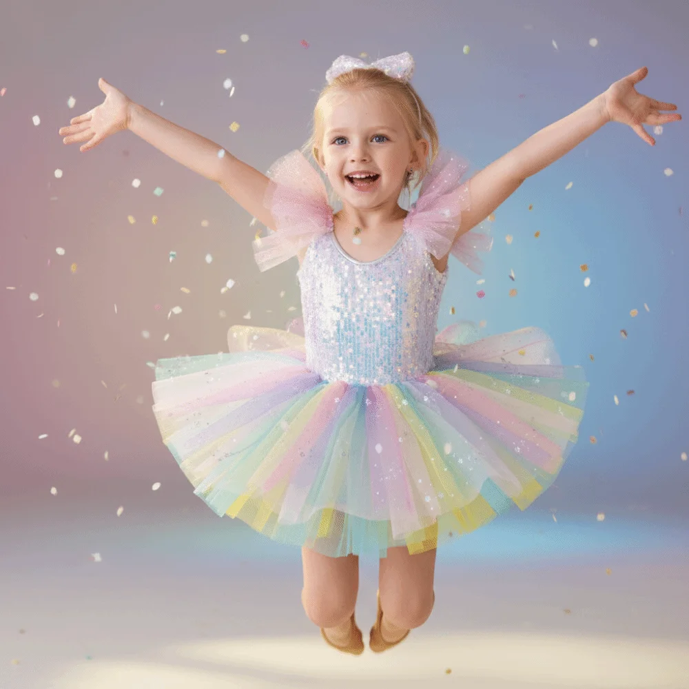 Bowknot Sequined Toddler Girls Ballet Dress Fluffy Skin Friendly Ballet Tutu Skirt Soft Princes Dress Swan Dance Costumes