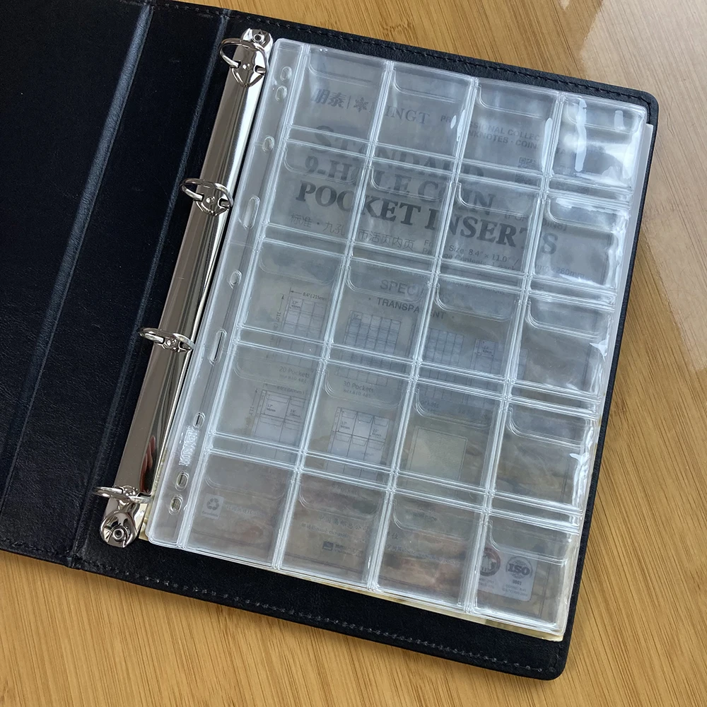 A4 Leather Coin Collection Album for Euro Quarters Bills Dollar Large Coin Paper Money Storage