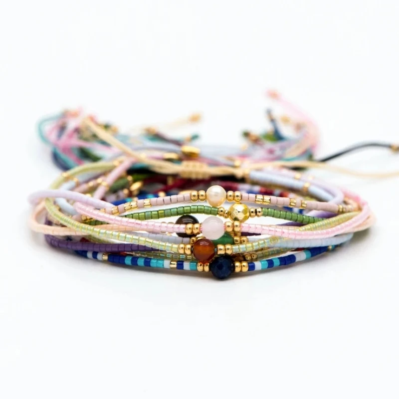 CCGOOD Miyuki Pearl Bracelets Natural Stone Dainty Pulseras Simple Thin Beads Bracelet for Women Set Handmade Stackable Jewelry