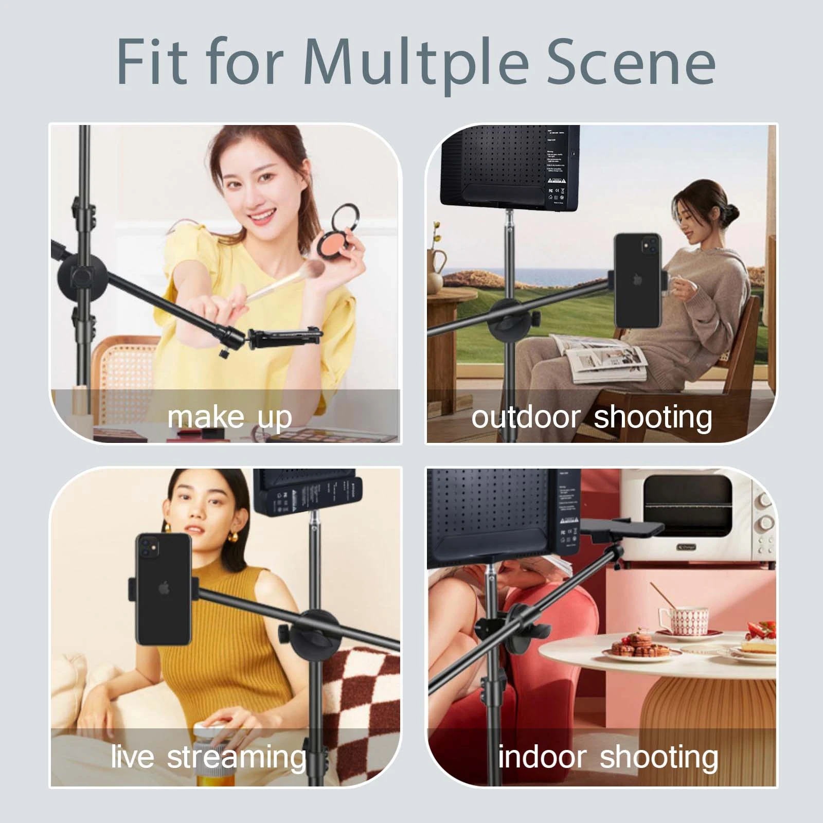 Photo Studio LED 3000k-6500k Video Fill Lamp Light Panel Photography Lighting With Tripod Stand Long Arm EU Plug For Live Stream