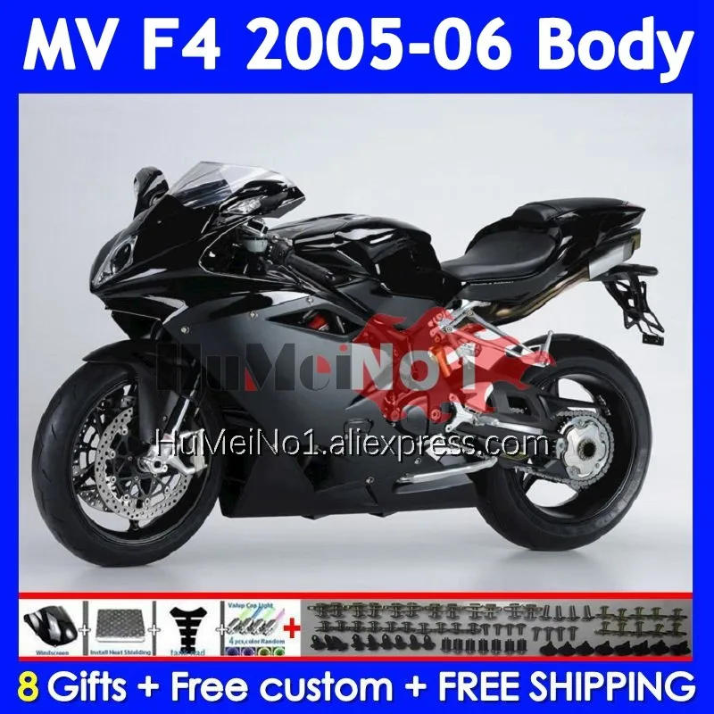 Body For Agusta MV F4 R312 Matte black 750S 1000 R 750 1000CC 310No.22 1000R 312 1078 1+1 MA MV F4 2005 2006 05 06 Fairing Kit