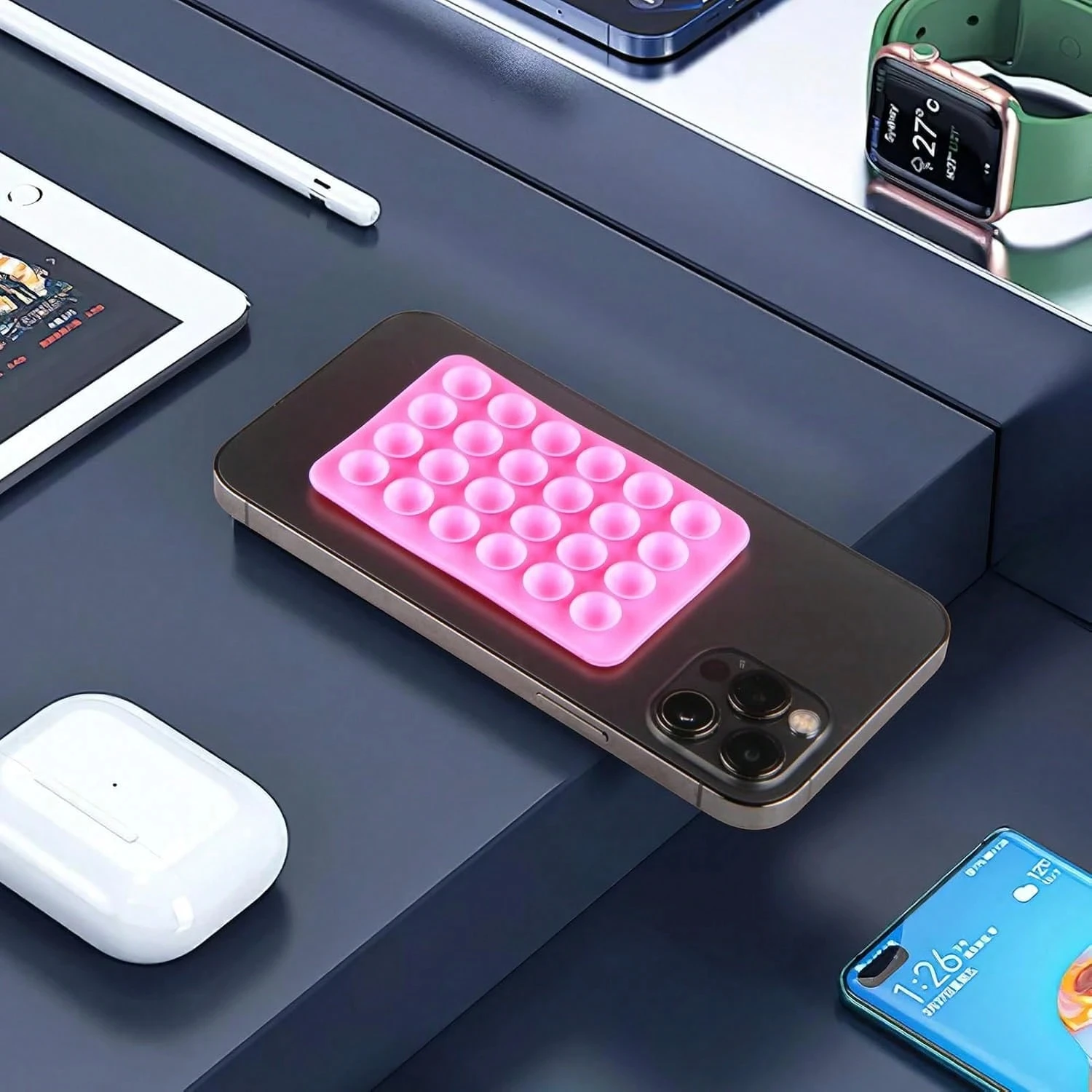 1PC Silicone Candy Color Suction Phone Case Mount Non-Slip Suction Cup Stand for Selfies And Videos - Portable Phone Holder