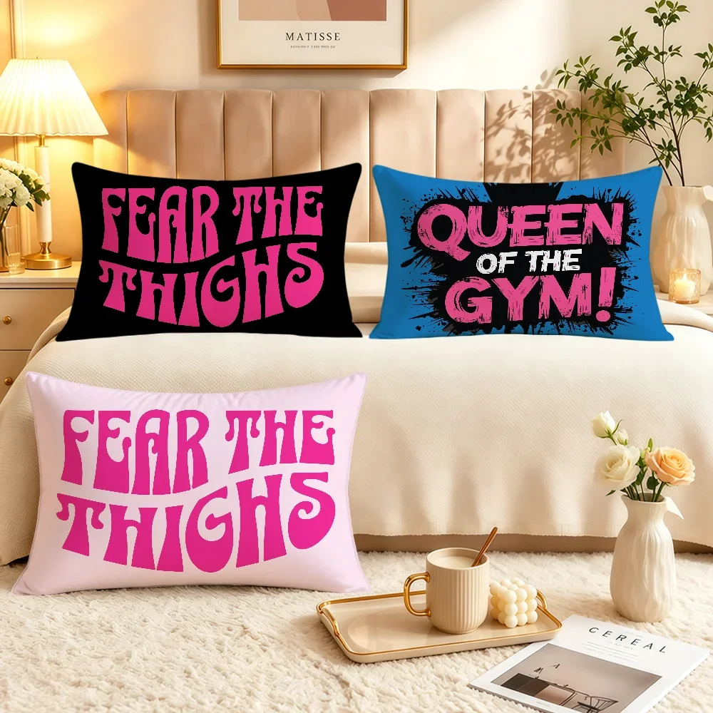Workout Queen Of The Gym Sign Weightlifting Soft Rectangle Pillowcover Home Sofa Living Room Decor Dorm Hogar Pillowcase Gift