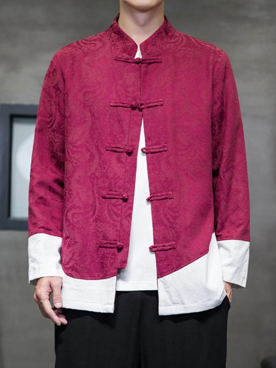 

Retro Linen Chinese Sle Men's Jaet Long Sve Cotton Linen Coat with Button Youthful Autumn Outerwear for Men