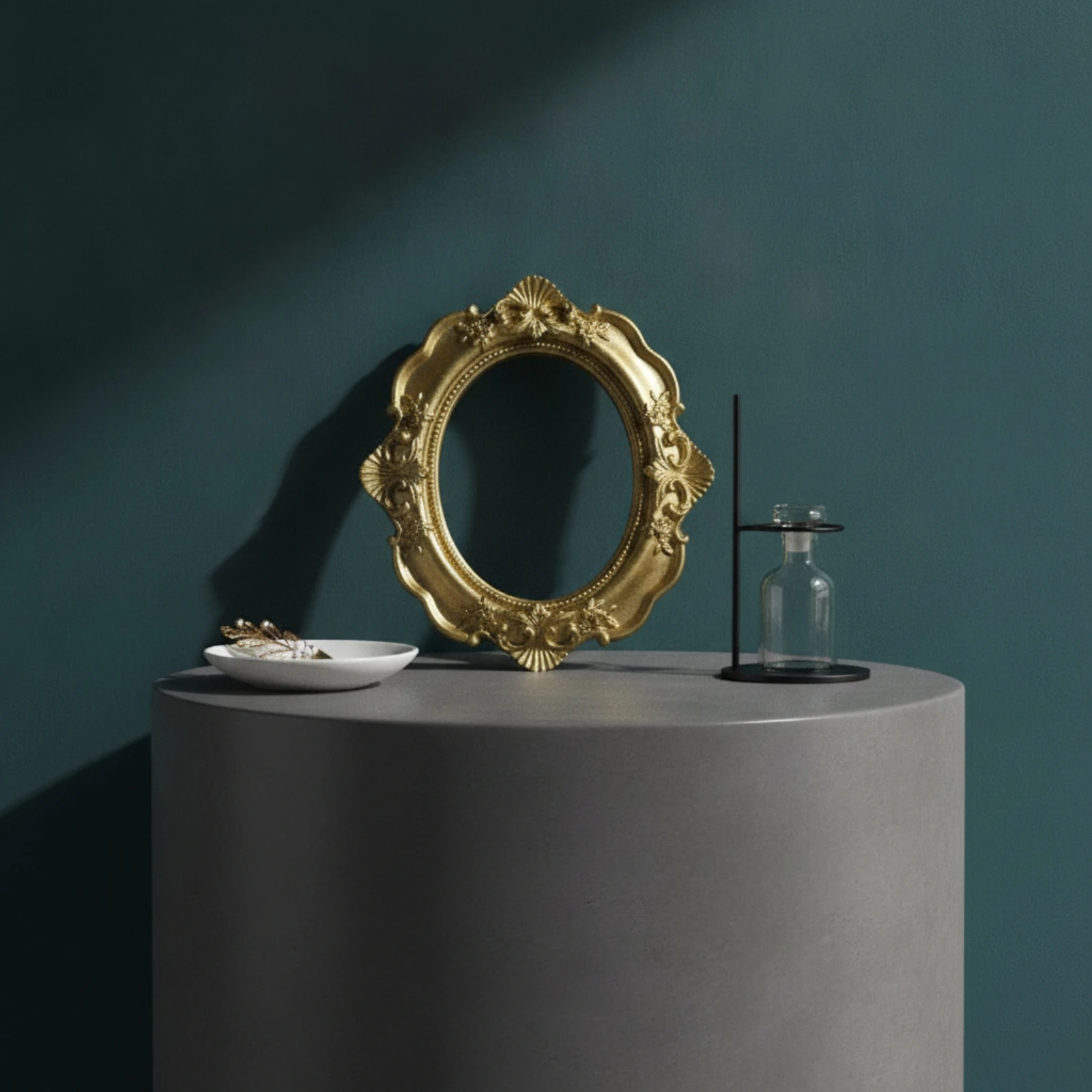 Baroque Frame Miniature Ornate Frame Small Oval for Photographers, Tabletop Decor, Flat Lays
