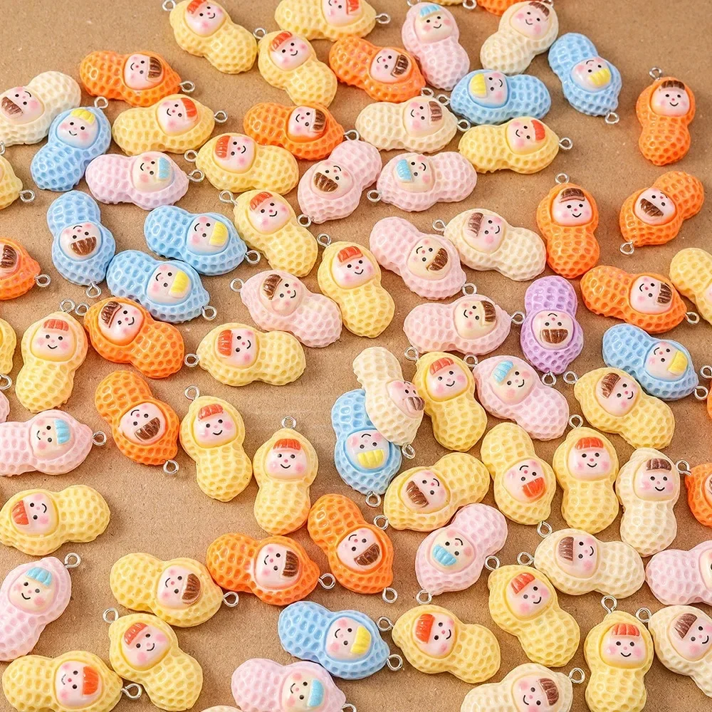 10Pcs Random Mixed Tiny Peanut Shape Resin Pendant Charms Simulated Nut Kawaii DIY Handcraft Supplies for Earrings Necklace