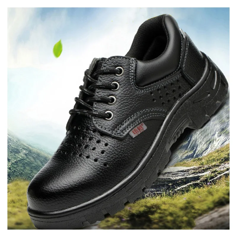 

Мужская повседневная дышащая защитная обувь больших размеров, летние защитные ботинки из искусственной кожи со стальным носком, рабочая обувь на платформе, мужские защитные ботинки
